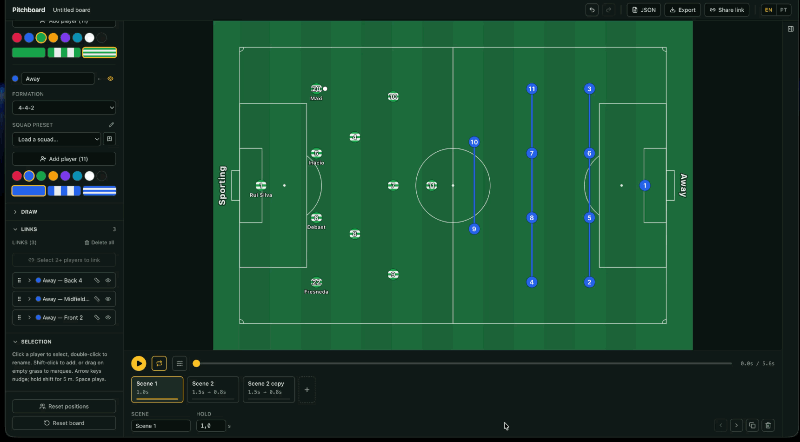 A back four connector deforming as one defender steps out