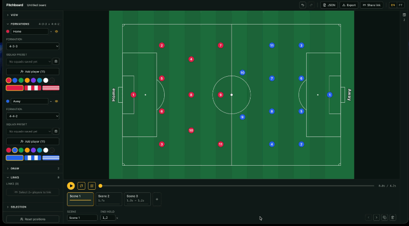 Choosing formations, naming players and saving a squad preset